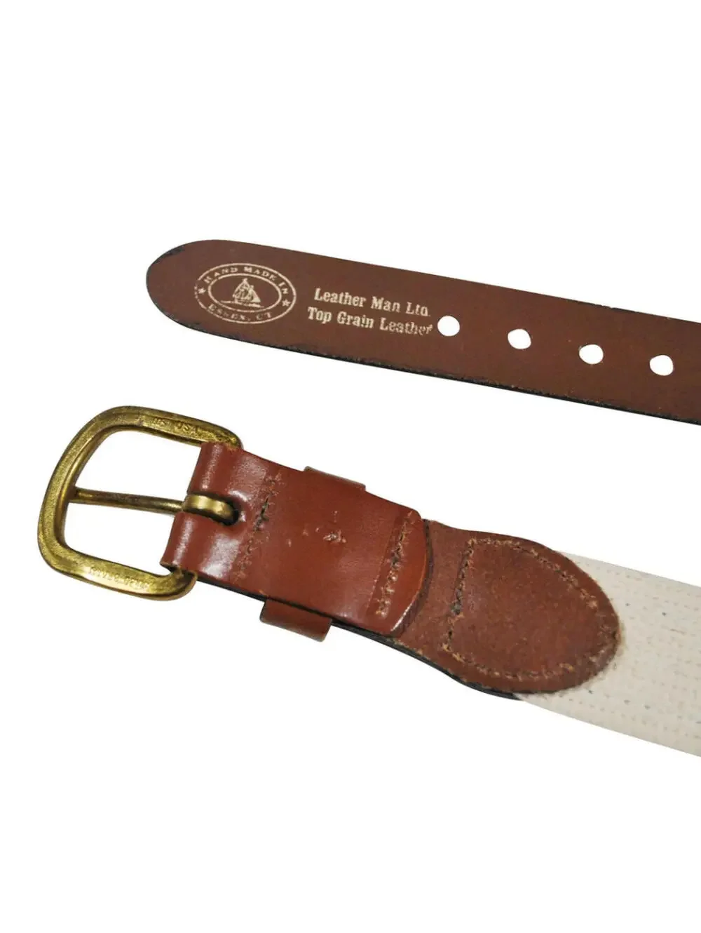 Vintage Fish Cloth Leather Fishing Outdoors Mens Belt Size 32
